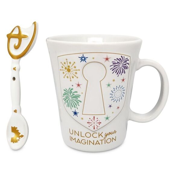 Imagination Key Mug & Spoon Set Mickey Disney New in Box In Hand! - Picture 3 of 3